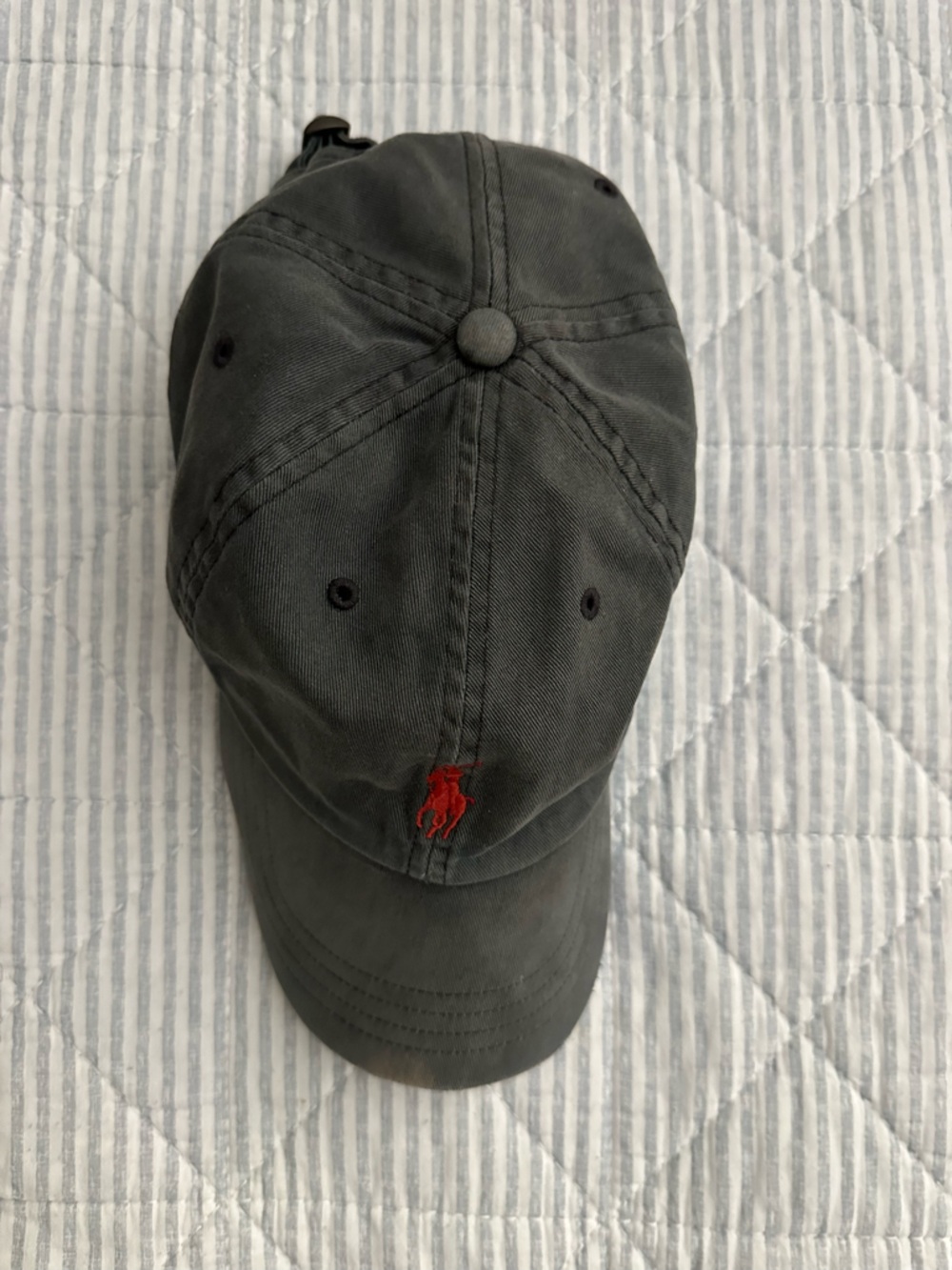 Ralph Lauren Charcoal Gray Baseball Cap with Red Polo Pony